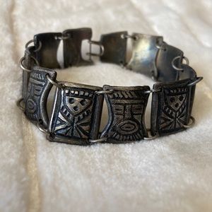 Vintage handmade Aztec panel bracelet